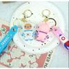 Stylish Cartoon Astronaut Bear Keychain Cute Rubber Key Accessory In Blue For Couples