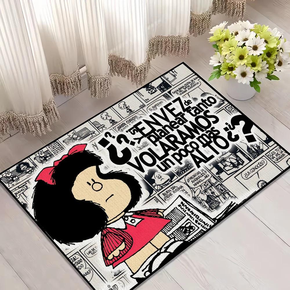 Cute Cartoon Mafalda Door Welcome Mat Entrance Doormat Balcony Bathroom Floor Mats Non-slip Rug Bedroom Carpet Home Decoration