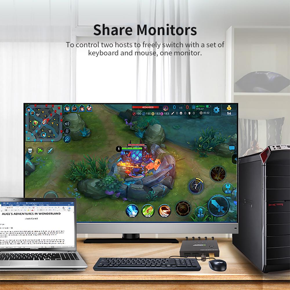 AIMOS AM-KVM201CC 2-портовый HDMI KVM-переключатель с поддержкой 4K*2K@30 Гц HDMI KVM-переключатель Клавиатура Мышь USB