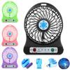 Portable Rechargeable LED Light Fan Cooler Mini Desk USB 18650 Battery Fan Box Fan Air Cooling Fan Fan for Stroller Table Fan