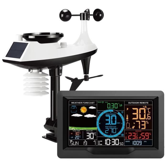 Station Météo Sans Fil Écran LCD Couleur Avec Capteur Intérieur Extérieur Appli.