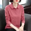 POLO Shirt Long-sleeved T-shirt for Women Loose Large Size Mother Suit Spring New T-shirt Slim Top Base Shirt