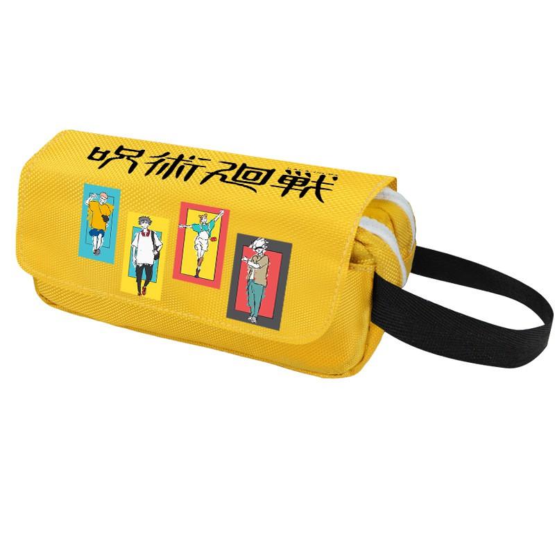 Anime Jujutsu Kaisen Pencil Case Double Zipper Large Capacity Canvas Stationery Organizer Students