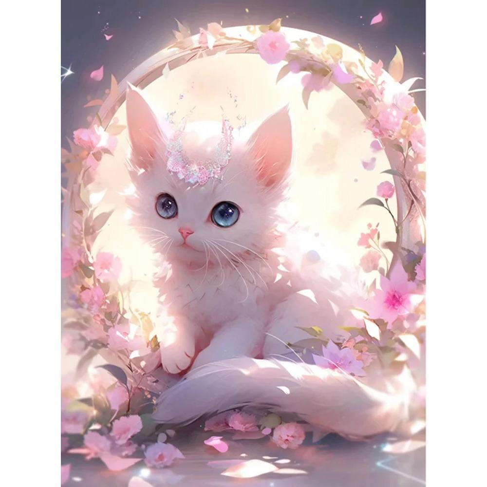 Алмазная картина, полная дрель, милый Санта-Клаус, круглая алмазная живопись, ручная работа, кошка, животное, сделай сам, алмазная мозаика, картина, украшение дома, Рождественский подарок