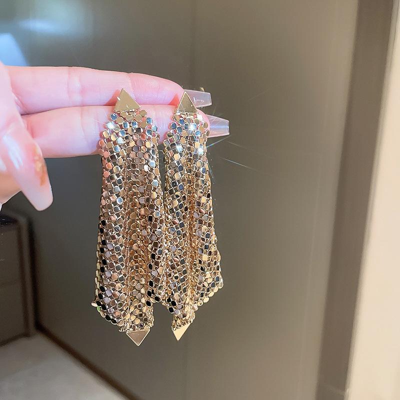 Женские серьги GemChic, классные серьги-гвоздики в форме буквы U, длинные серьги с блестками и кисточками, подарок на день рождения, Рождество