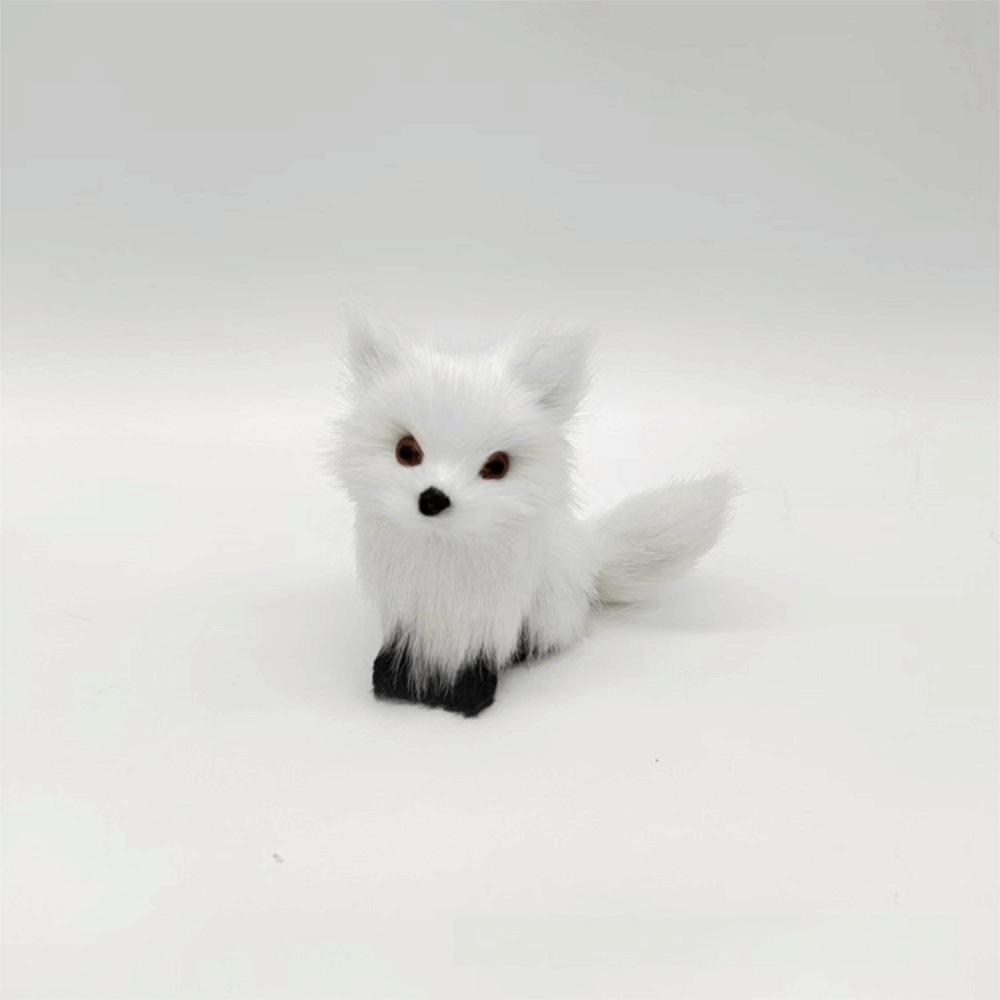 Figurine Plush Fox Doll Toy Artificial Animal Squatting Sitting Fox Model Window Display
