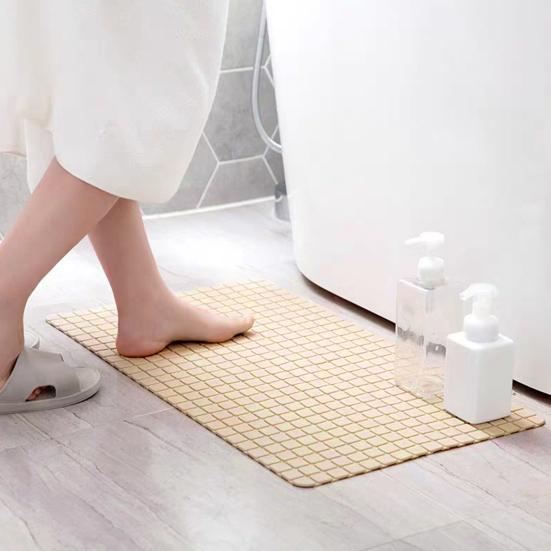 Bathroom Shower Pad with Drain Holes 3D Grid Texture Bathtub Gasket Anti-Slip Protection for Shower Bath Toilet Crack-Resistant Bathtub Mat