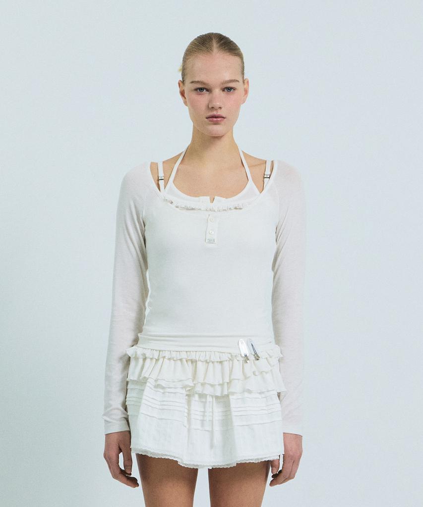 GROVE Liv Henry Neck T-Shirt (White)
