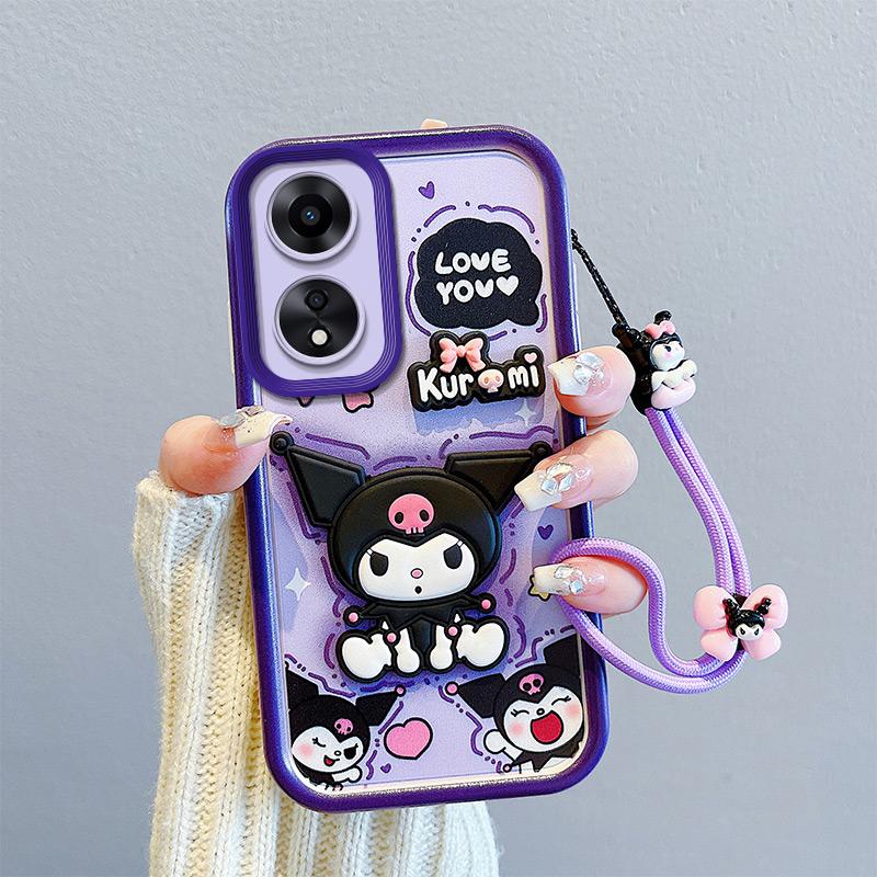 Oppo Shockproof For Keysion Case A18 A38 A58 A78 A98 5g With Lanyard Silicone Cute 3d Cartoon Doll Phone Cover For Oppo A17 A17k