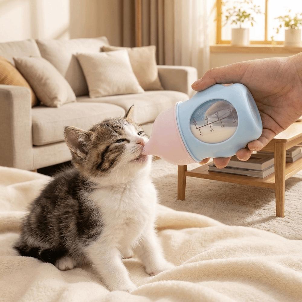 Visible Scale Cat Feeding Bottle Silicone Nipple Pet Feeding Bottle Newborn Kittens