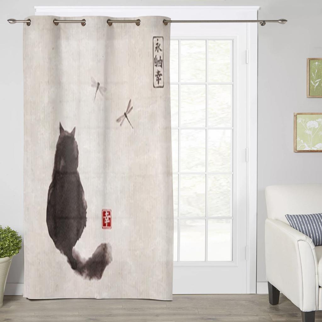 Black White Baroque Pattern Flower Vine Abstract Window Curtains Scenic Curtains for Living Room Decorative Items Living Room