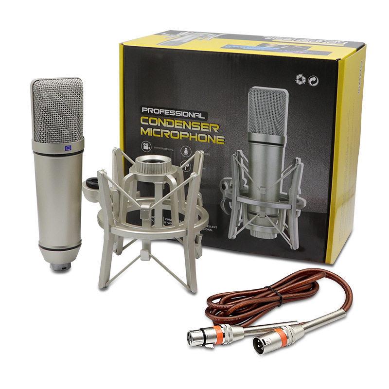 U87 Large Diaphragm 48V Condenser Microphone for Recording, Conferences, Singing, and Live Broadcasts - All-Metal Design