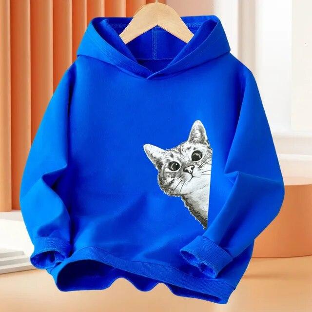 Детские толстовки с забавным милым котом и принтом животных, пальто с капюшоном, модная спортивная одежда на весну и осень для мальчиков и девочек