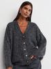 Knitted Cardigan with V-neck Dilvin 60264 Anthracite
