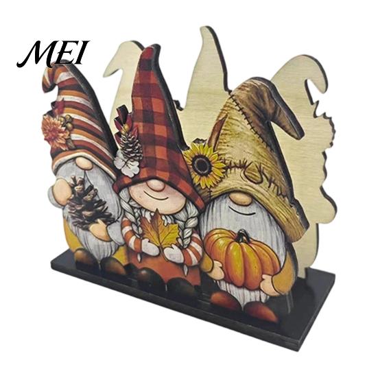 Cute Turkey Pattern Table Ornament Thanksgiving Solid Wood Napkin Holder, Fall Harvest Gnome Scarecrow Tissue Wooden Paper Towel Holder Dispenser,