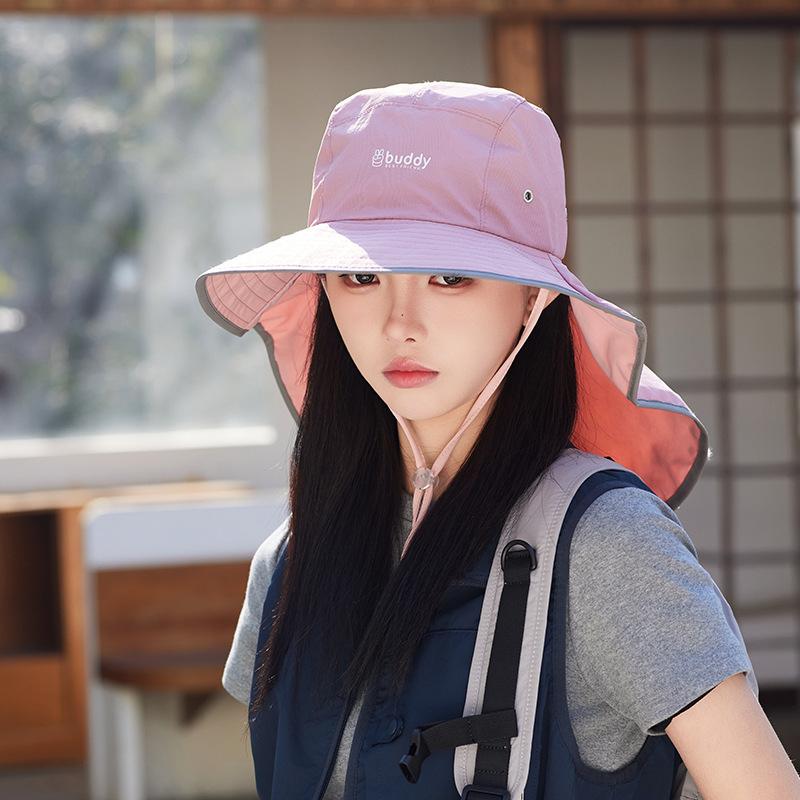 Outdoor waterproof quick-drying shawl hat women's summer travel big eaves face covering sunscreen hat breathable neck covering face sun hat