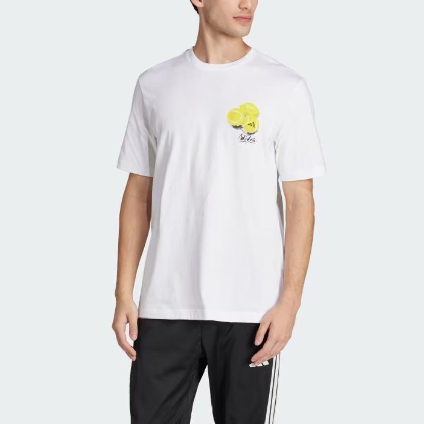 adidas Спортивная одежда Лаундж Натюрморт Лимоны Графический Удобная футболка с коротким рукавом Мужские топы Белый JJ3959