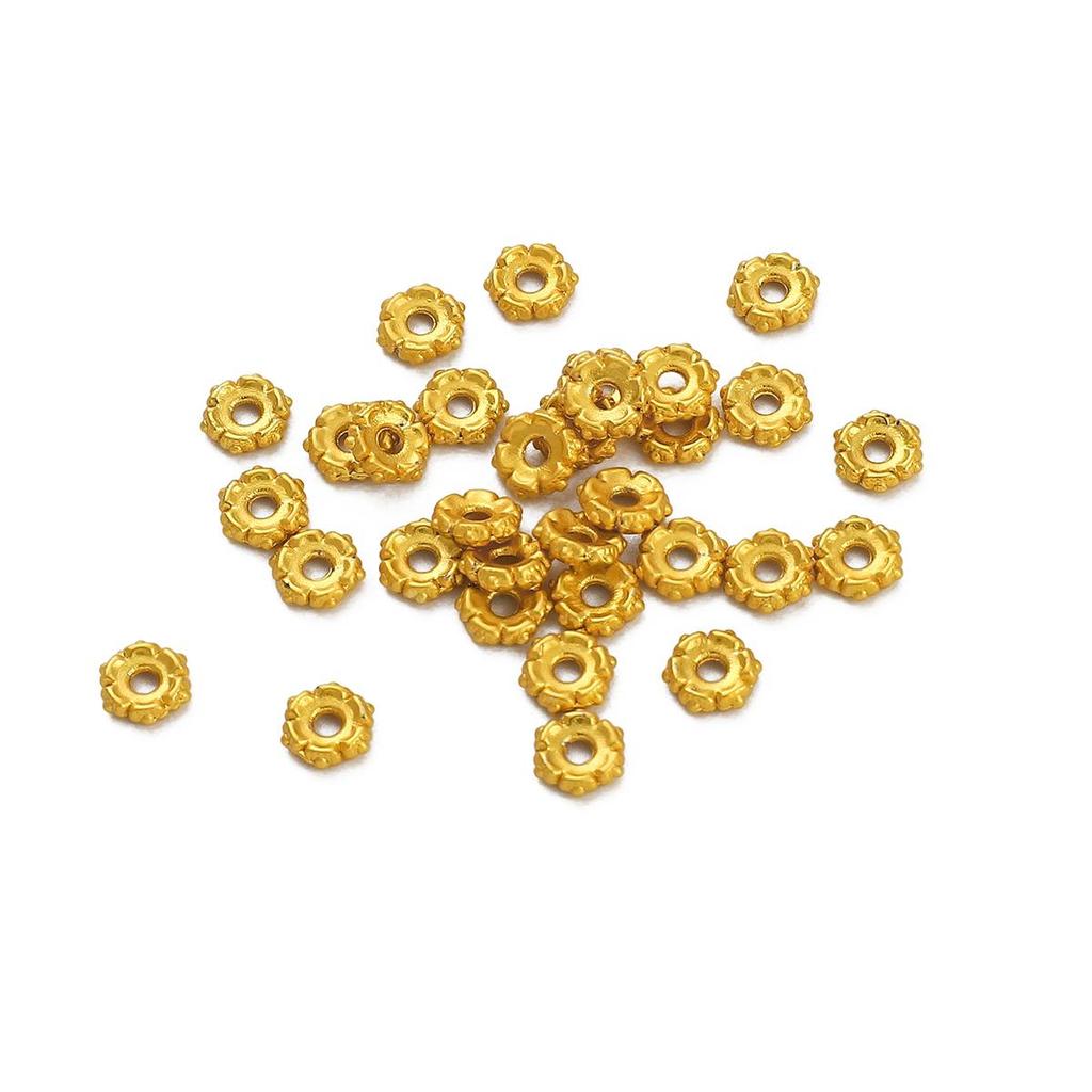 5Pcs Copper Sand Gold Hexagonal Spacer Beads For DIY Jewelry Making Bracelet Earring Necklace