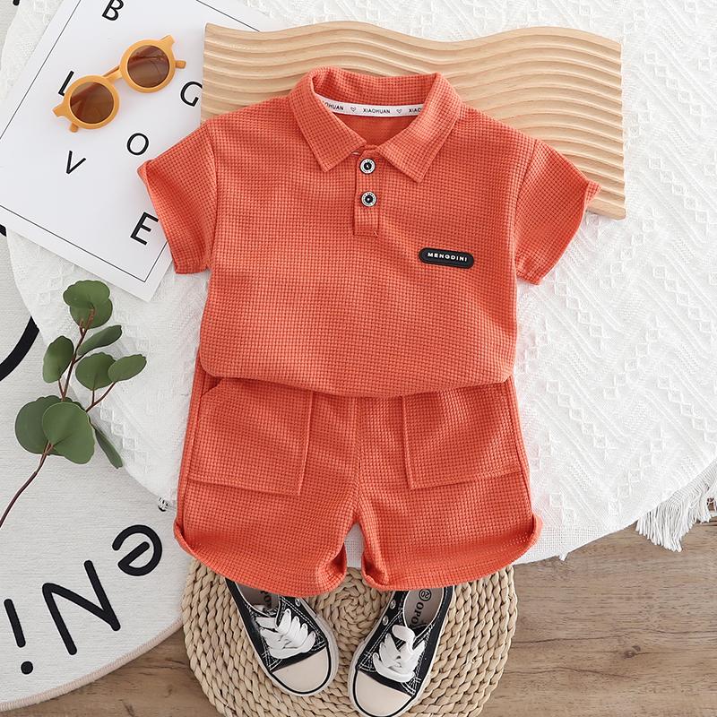 Комплект для мальчиков 0-5 лет Детская рубашка-поло с короткими рукавами Повседневные шорты Комплект из двух предметов Удобная одежда Для малышей-мальчиков