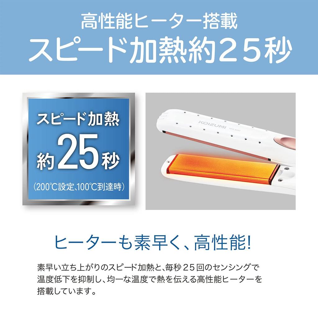 Koizumi Прямые волосы Температура Скорость Отрицательный Доступно Черный Утюжок, 5-уровневая регулировка, Нагрев, Ион, Зарубежный, KHS-8230/K