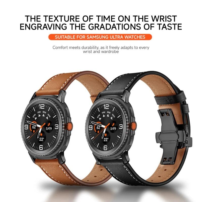 Премиальный кожаный ремешок для Samsung galaxy watch 8 40мм 44мм Деловой ремешок для galaxy watch 8 classic 46мм Браслет для умных часов