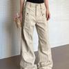 Unisex Retro Multi-Pocket Slimming Flare Cargo Pants