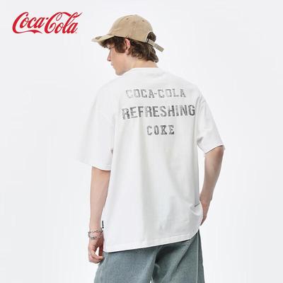 Мужская футболка Coca-Cola 2026 Summer с принтом в стиле distressed, с коротким рукавом
