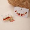 6 шт. Серьги из нержавеющей стали с вишней и клубникой, красные серьги, модные серьги-пусеты, женские