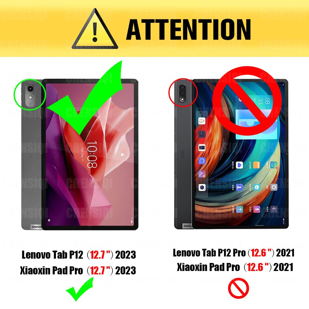 Кожаный флип-чехол для Lenovo Tab P12 12,7 дюймов 2023, легкий тонкий тонкий трехстворчатый чехол-подставка для планшета с подставкой для Xiaoxin Pad Pro 12,7 TB371FC