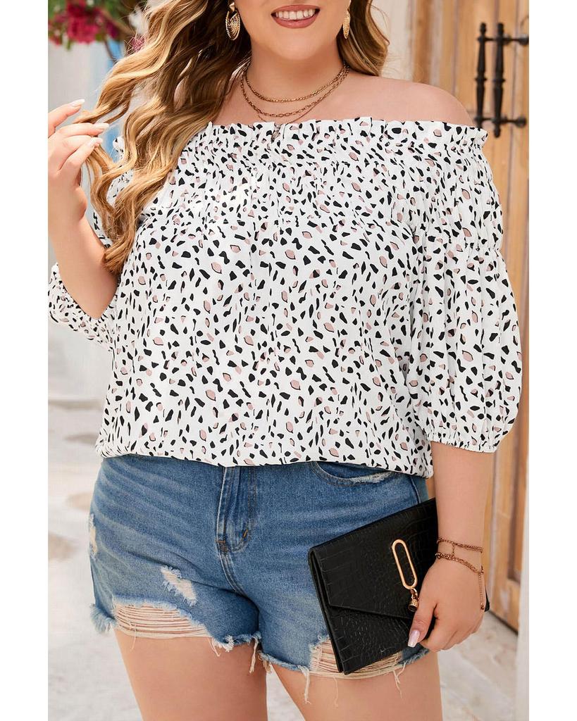 Azura Exchange Блузка с открытыми плечами в горошек