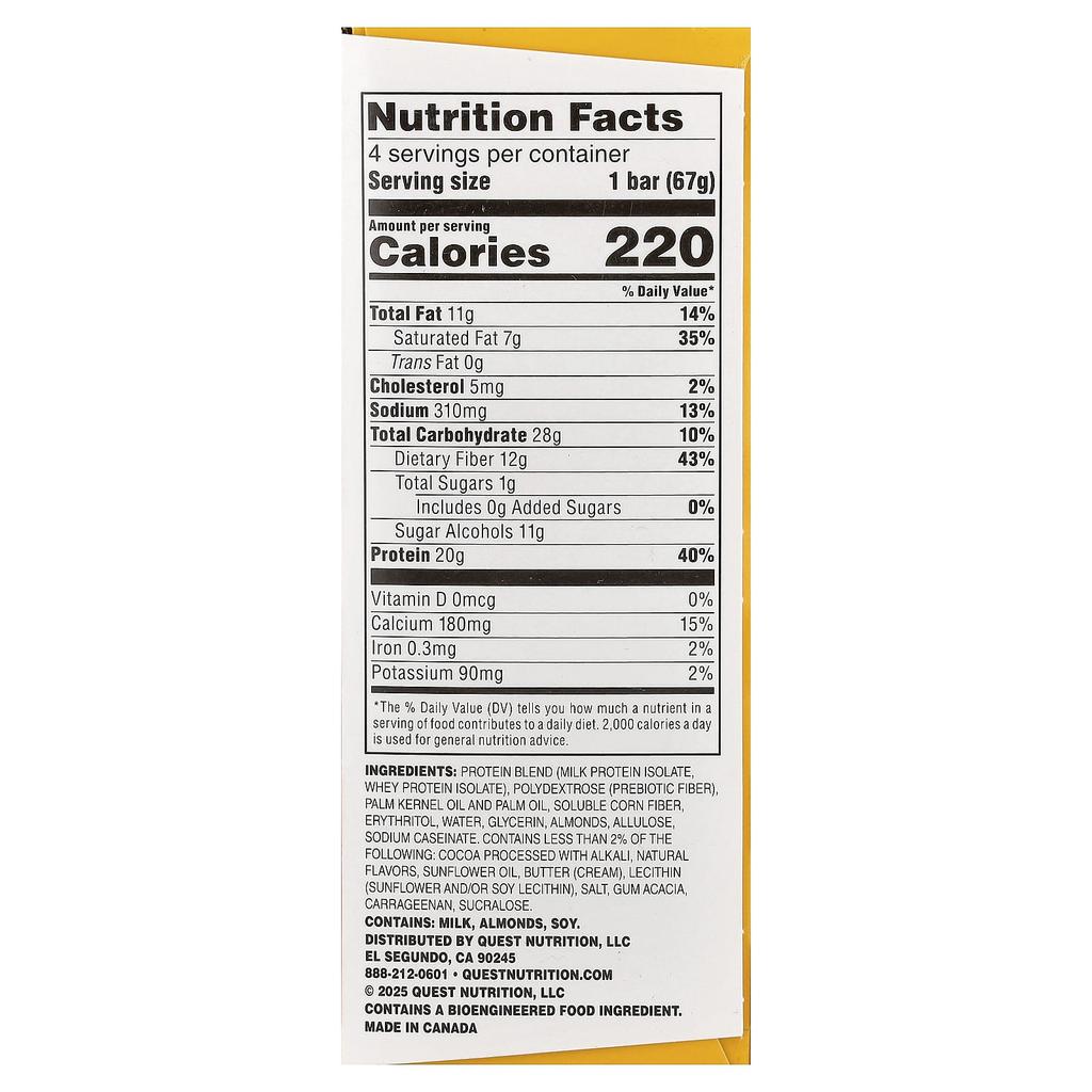 Quest Nutrition, Stags, Protein Bar, Salted Caramel, 4 Bars, 67g each (2.36oz)