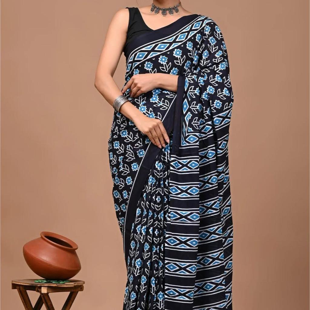 Тяжелое хлопковое сари Чандери