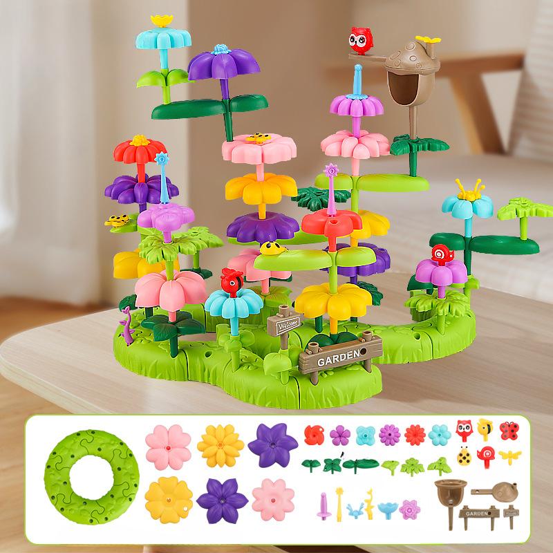Large Particle Assembled Building Blocks Girls Plant Cognitive Logical Thinking Puzzle Building Blocks Garden