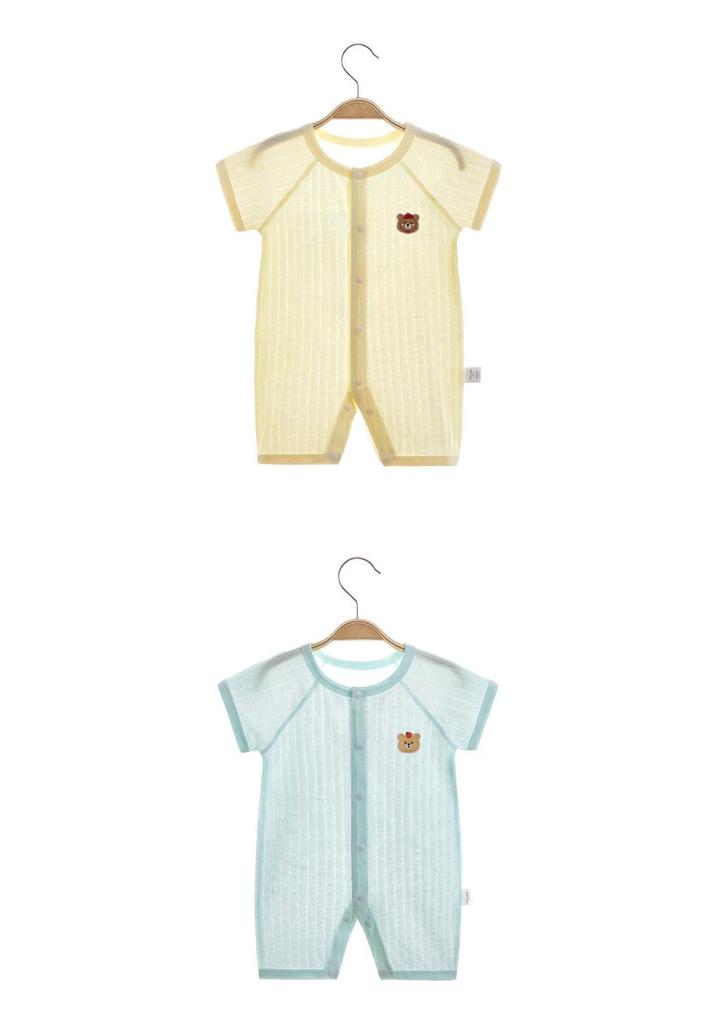 Детский летний хлопковый комбинезон с коротким рукавом - Легкий комбинезон для новорожденных Класса А, одежда для ползания с кондиционером