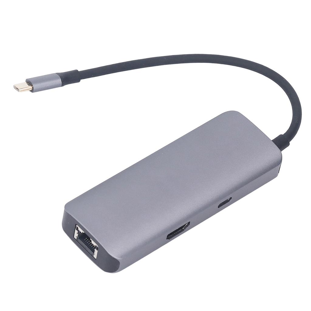 Type C Docking Station Aluminium Alloy USB 3.0 RJ45 Multi Port Docking Station for Windows 6 In 1
