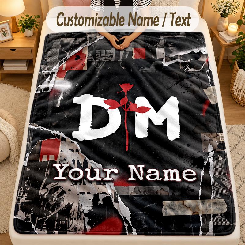Flannel BlanketDepeche Mode Custom Name Text Personalized Soft Warm Throw Blanket Home Decor Gift