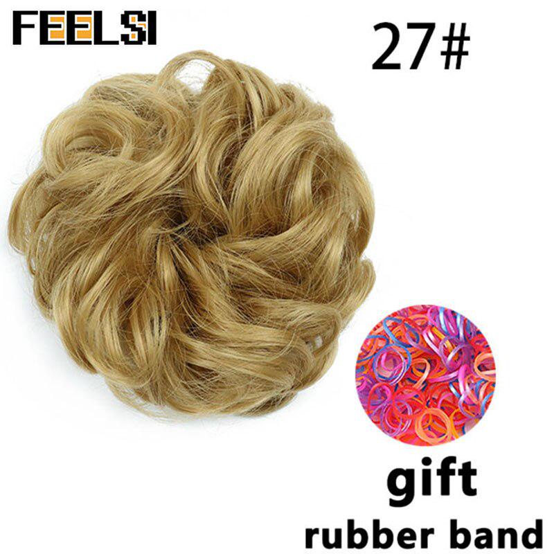 Женский вьющийся шиньон с эластичной резинкой, синтетическая резинка для волос, небрежный пучок, шиньоны