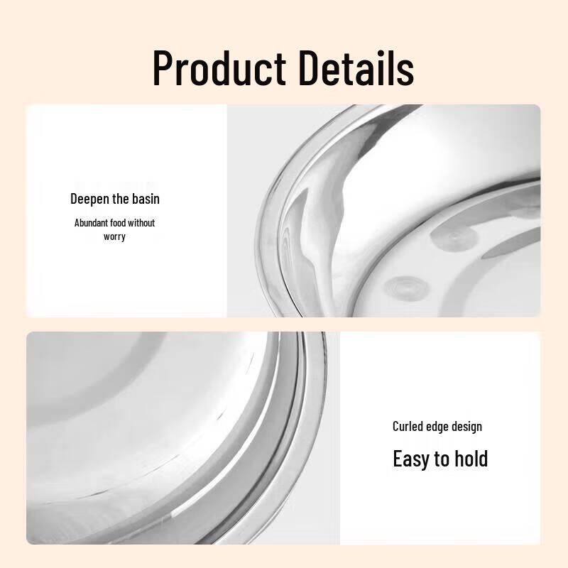 CHAHUA Thickened Stainless Steel Round Shallow Dinner Plate, 18cm (2-Pack)