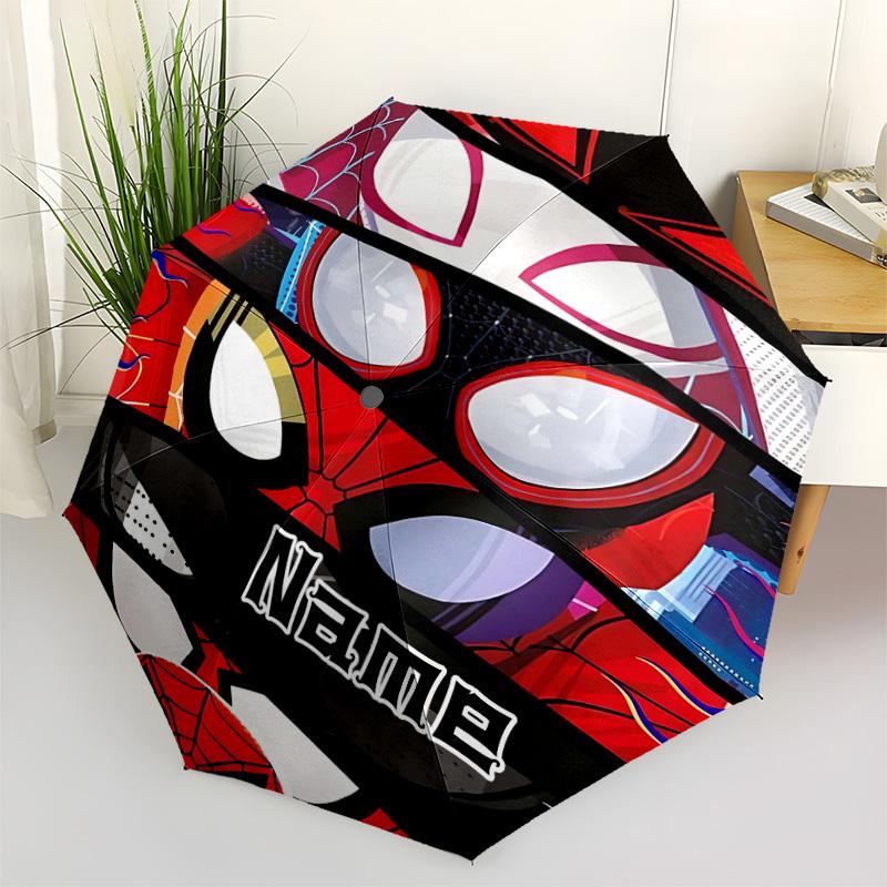 1pc SpiderMan Mask Custom Name Automatic Folding Umbrella, Durable Plastic & Iron, Lightweight for Outdoor Daily Use S1230038