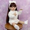 Кукла-реборн BZDOLL 55 см (22 дюйма) с полностью виниловым телом, девочка, в нарядном платье, с длинными каштановыми волосами, принцесса, малышка, прекрасный подарок на день рождения, игрушка ручной работы.