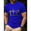 Men's Summer 100% Cotton Fashionable Casual Loose Large Size FAITH HOPE LOVE Printed Sports Round Neck Short Sleeve T-shirt Top