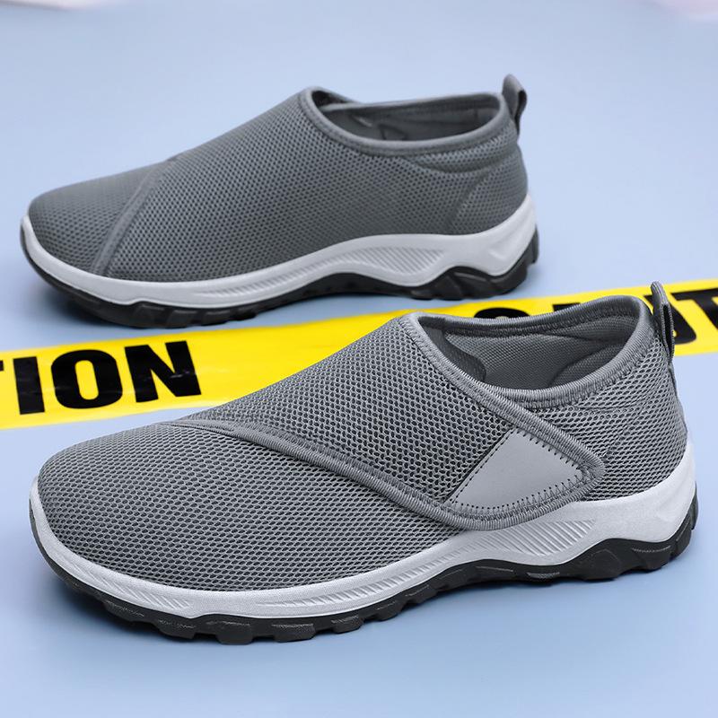 Men's Shoes Spring Mesh Breathable Casual Shoes    Temu Walking Shoes One Pedal Velcro Couple Dad Shoes