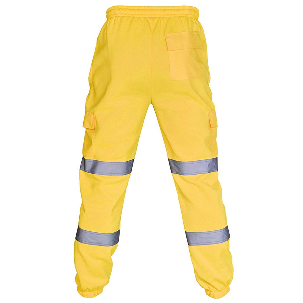 Men Road Work High Visibility Overalls Casual Pocket  Work Casual Trouser Pants