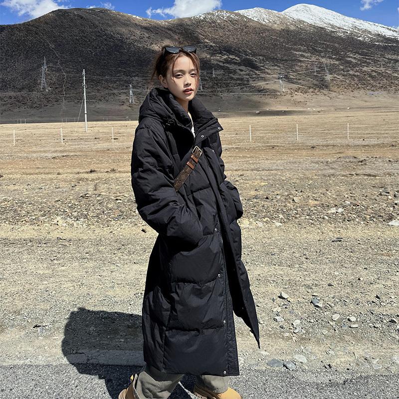 Зимняя повседневная куртка-хлеб, супер длинная куртка-парка, женская верхняя одежда большого размера, теплое толстое однотонное пуховое пальто, хлопковая куртка, женская средней длины, свободный крой