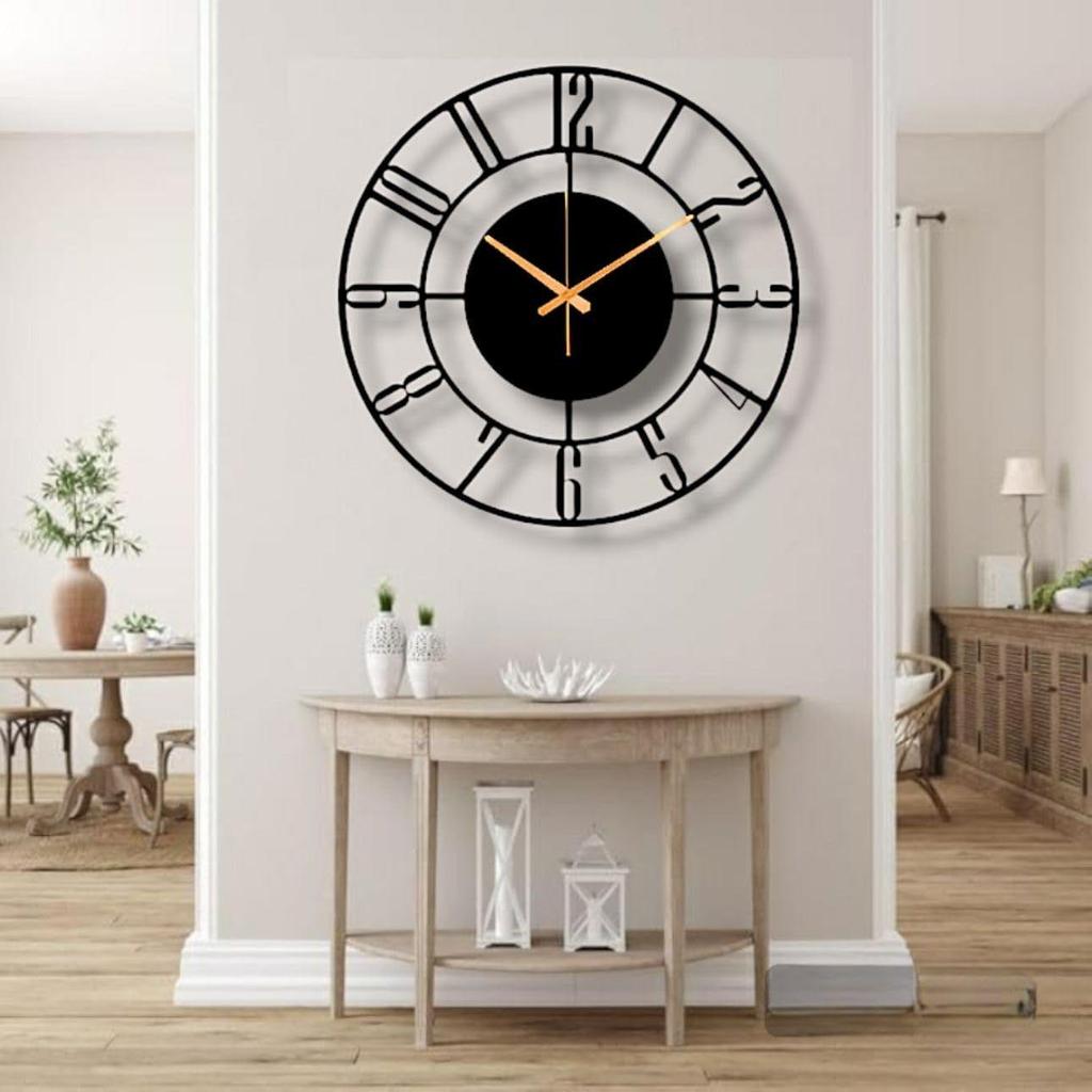 Wall Clock for Living Room Bedroom Office Kitchen Stylish Wall Clock for Home and Hall Designer Big Size Modern(40 Cm)(Black)