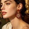 Cross-border 18k Real-gold-plated Stainless Steel Stud Earrings Vintage Maillard-style Spiral Sun Hoops Touch Affordable Luxury