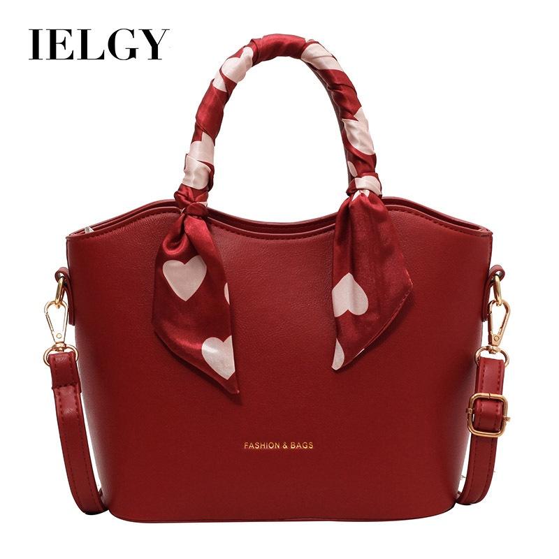 IELGY Women's Red Wedding Bag Diagonally Across the Bucket Handbag