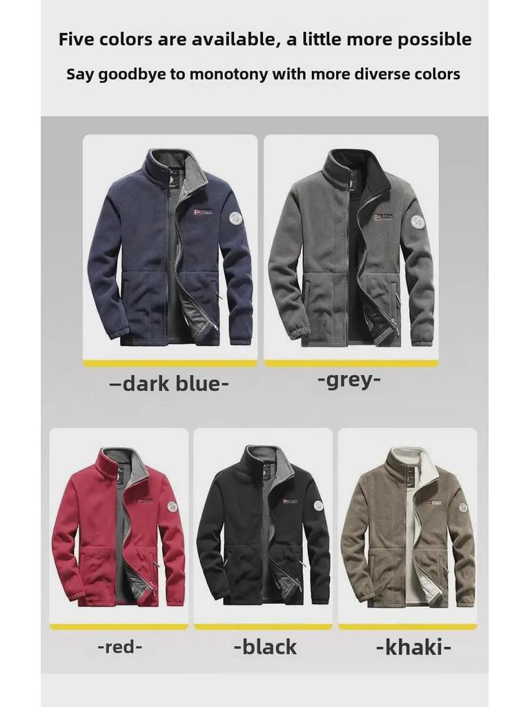 Мужская флисовая куртка: Утолщенная толстовка из овечьего флиса для отдыха на свежем воздухе весной, осенью и зимой