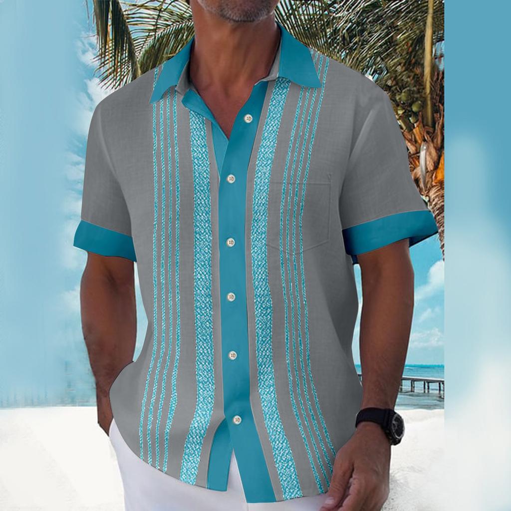 Гавайская рубашка для мужчин, мужские винтажные рубашки для боулинга на пуговицах, летняя пляжная рубашка с коротким рукавом