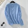 Autumn Winter Vintage Loose Long Sleeve Top Solid Color Cardigan Knitwear O-Neck Sweater